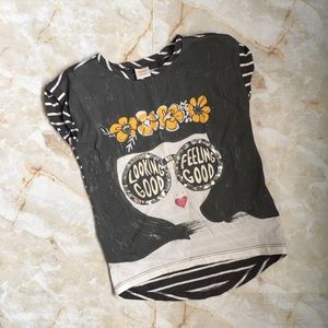 Gymboree Girls Gray/White Sequin Shirt, 5/6